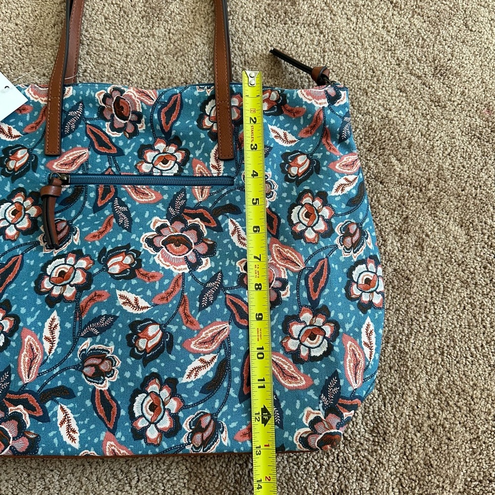 Sonoma Goods For Life Canvas Tote Bag Floral Blue NWT - Picture 7 of 7